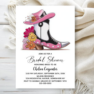 Invitation Enterrement de vie de jeune fille avec bottes rose