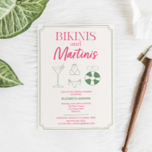 Invitation Enterrement de vie de jeune fille Bikinis et Marti