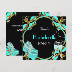 Invitation Enterrement de vie de jeune fille Bleu sarcelle No