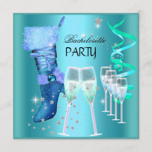 Invitation Enterrement de vie de jeune fille Boot sarcelle bl