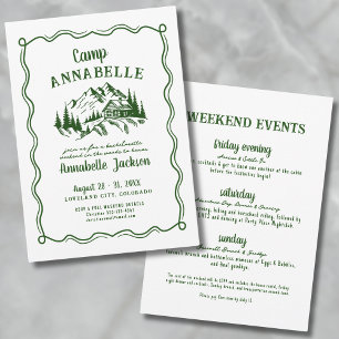 Invitation Enterrement de vie de jeune fille Camp à main levé