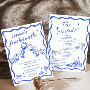Invitation Enterrement de vie de jeune fille cocktail dessiné