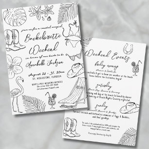 Invitation Enterrement de Vie de Jeune Fille Cowgirl Côtière 