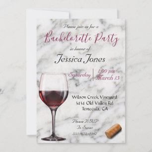 Invitation Enterrement de Vie de Jeune Fille Dégustation de V