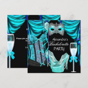 Invitation Enterrement de vie de jeune fille Léopard Bleu Mas