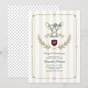 Invitation Enterrement de Vie de Jeune Fille Monogramme Prepp