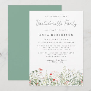 Invitation Enterrement de vie de jeune fille Prairie Fleur Sa