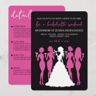 Invitation Enterrement de vie de jeune fille Rose & Noir