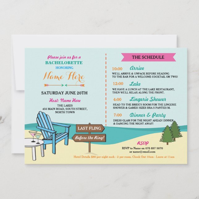 Invitation Enterrement de vie de jeune fille The Lakes Invita (Devant)