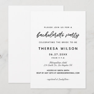 Invitation Enterrement de vie de jeune fille Typographie Mode