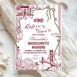 Invitation Enterrement de vie de jeune fille Vino avant Voeux