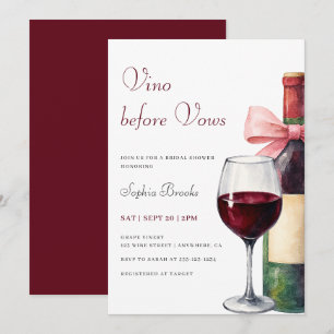 Invitation Enterrement de vie de jeune fille Vino Before Vows