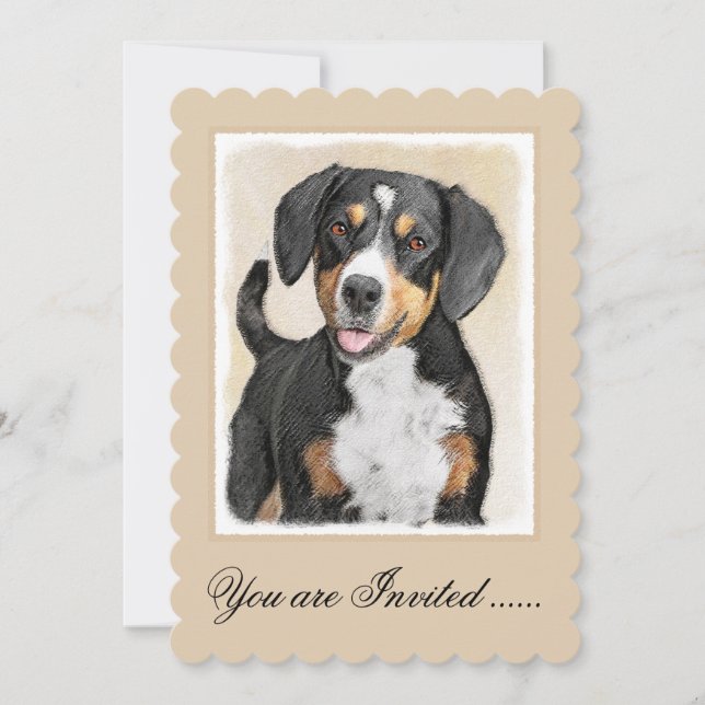 Invitation Entlebucher Mountain Dog Peinture - Art original (Devant)