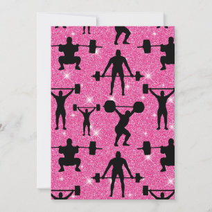 Invitation Entraînement Fitness Gym Sport Paillettes Roses