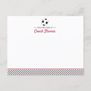 Invitation Entraîneur de soccer rouge et noir papier à lettre