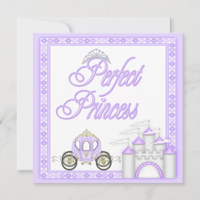 Invitation Entraîneur et château parfaits de princesse baby (Devant)