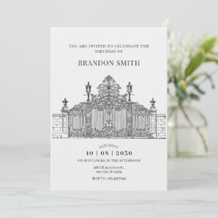 Invitation Entrée minimaliste Ornat Porte d'art anniversaire