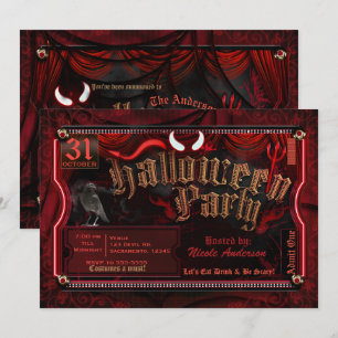 Invitation Entrée pour une soirée costumée d'Halloween diabol