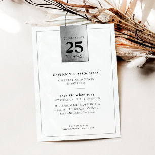 Invitation ENTREPRISE ANNIVERSAIRE classe affaires argent noi