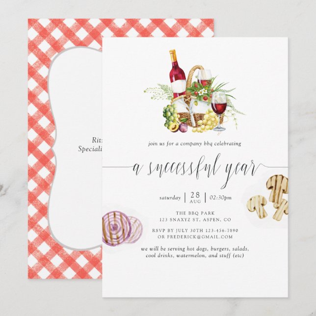 Invitation Entreprise BBQ Picnic Ajouter un logo (Devant / Derrière)