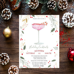 Invitation Entreprise de branches de verre à champagne Noël