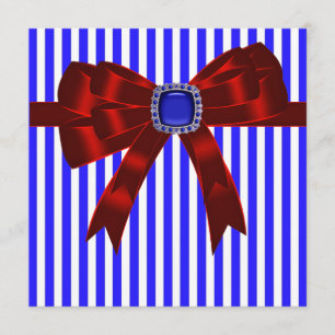 Invitation Entreprise de pique-nique BBQ rayure blanche bleue