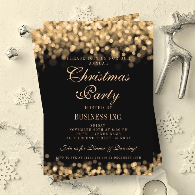 Invitation Entreprise Élégante Entreprise Fête de Noël Or (Elegant Company Corporate Christmas Party Gold Invitation)