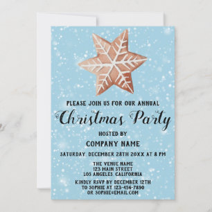 Invitation Entreprise Fête de Noël Star Blue neige