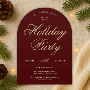 Invitation Entreprise Fête Red & Gold Business Arch