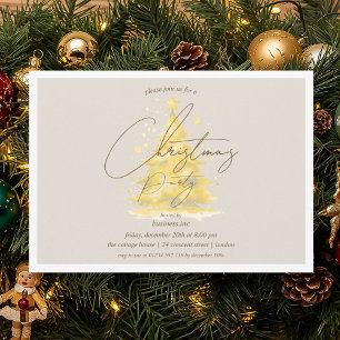 Invitation Entreprise Gold Noël Arbre fête