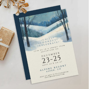 Invitation Entreprise moderne Blue Mountain Getaway Aquarelle