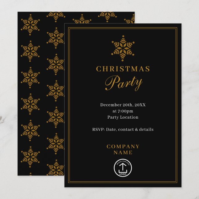 Invitation Entreprise moderne Noël Party Or (Devant / Derrière)