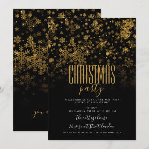 Invitation Entreprise Noël Fête Gold Noir