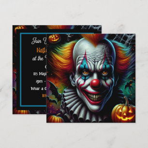 Invitation Entrez si vous osez Fête d'Halloween clown effra