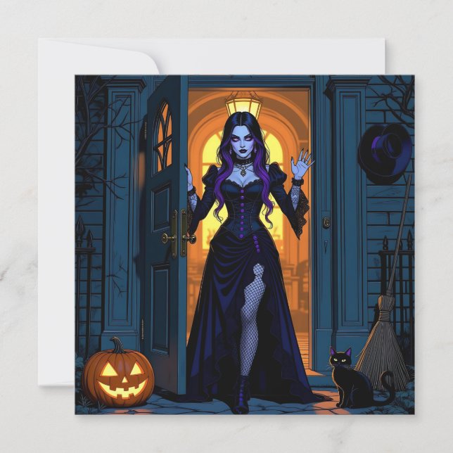 Invitation Entrez si vous osez | Fête d'Halloween en sorcière (Devant)