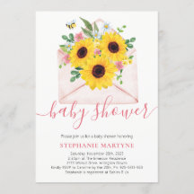 Enveloppe florale de tournesol baby shower