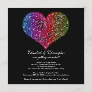 Invitation Envoi d'invitation à la mariée de coeur Noir