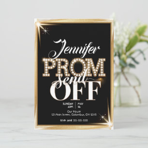 Invitation ENVOI PROM personnalisé Élégant Noir et Or