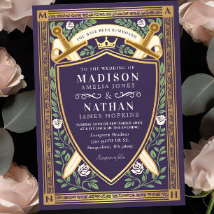 Invitation Épées Florales Fantastiques Bouclier Monogramme Ma