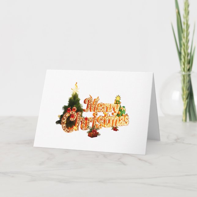 Invitation Éperche de Noël d'or - Arbre de fête (Devant)