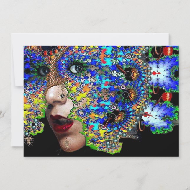 Invitation EPHÉMÉRALE, Mardi Gras Masquerade Party noir bleu (Devant)