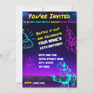 Invitation Epic Space Dart Blaster Anniversaire Fête Invitati