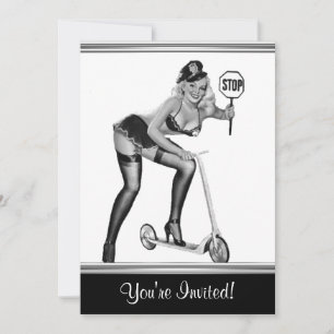 Invitation Épingle noire et blanche fille 1