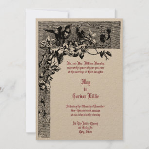 Invitation Époque victorienne 1874 Hummingbird Pair Floral Ma
