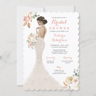 Invitation Épouse Glam d'automne dans Gown Bridal Shower Invi