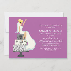 Invitation Épouse rayonnante de l'orchidée sur gâteau Mariage