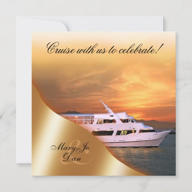 Invitation Épouser de yacht de coucher du soleil nautique (Devant)