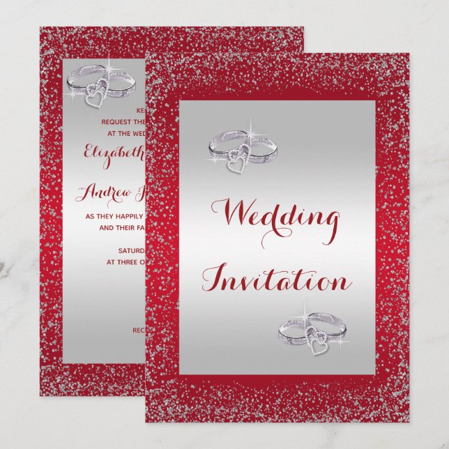 Invitation Épouser élégant d'anneaux de parties scintillantes (Devant / Derrière)