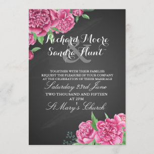Invitation Épouser le rose floral de pivoine de tableau