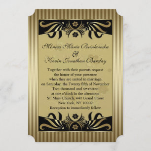 Invitation Épouser noir et d'or d'art déco de remous